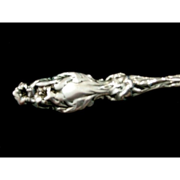 Antique Silvercraft Sterling Silver 9" Pierced Serving Spoon Lilly Pattern - Picture 5 of 9